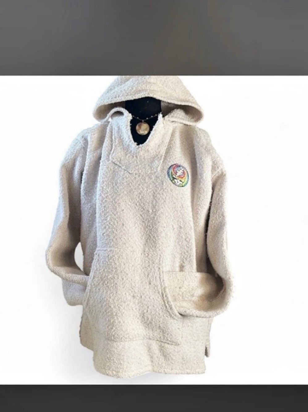 Grateful Dead Hooded Baja Jacket Cream Size Medium Like New